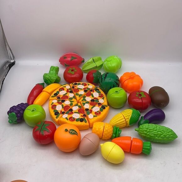 Mixed lot of pull apart food hook and loop fruit vegetables and more